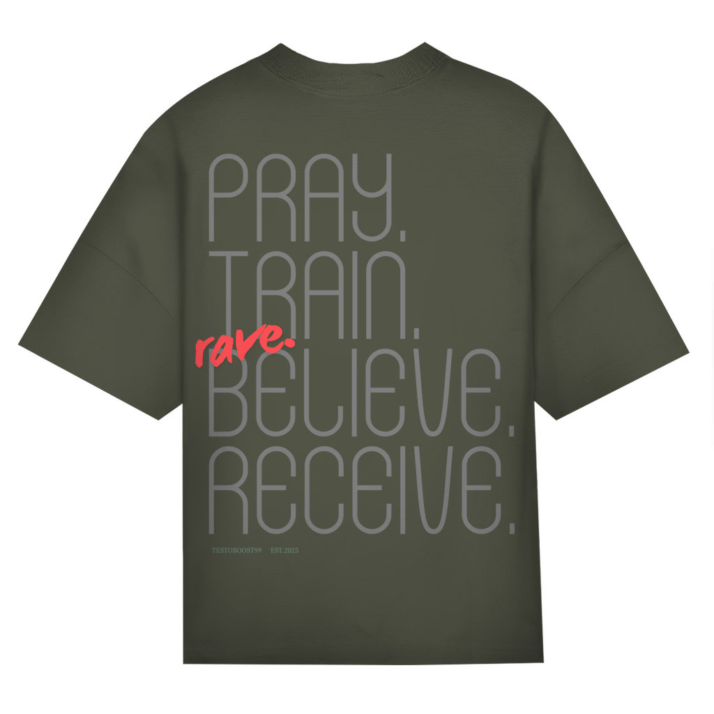 PRAY, TRAIN, RAVE PUMPCOVER - Oversize T-Shirt Backprint