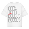 PRAY, TRAIN, RAVE PUMPCOVER - Oversize T-Shirt Backprint